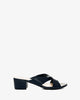 Navy faux leather mules