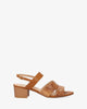 Brown embossed faux leather sandals