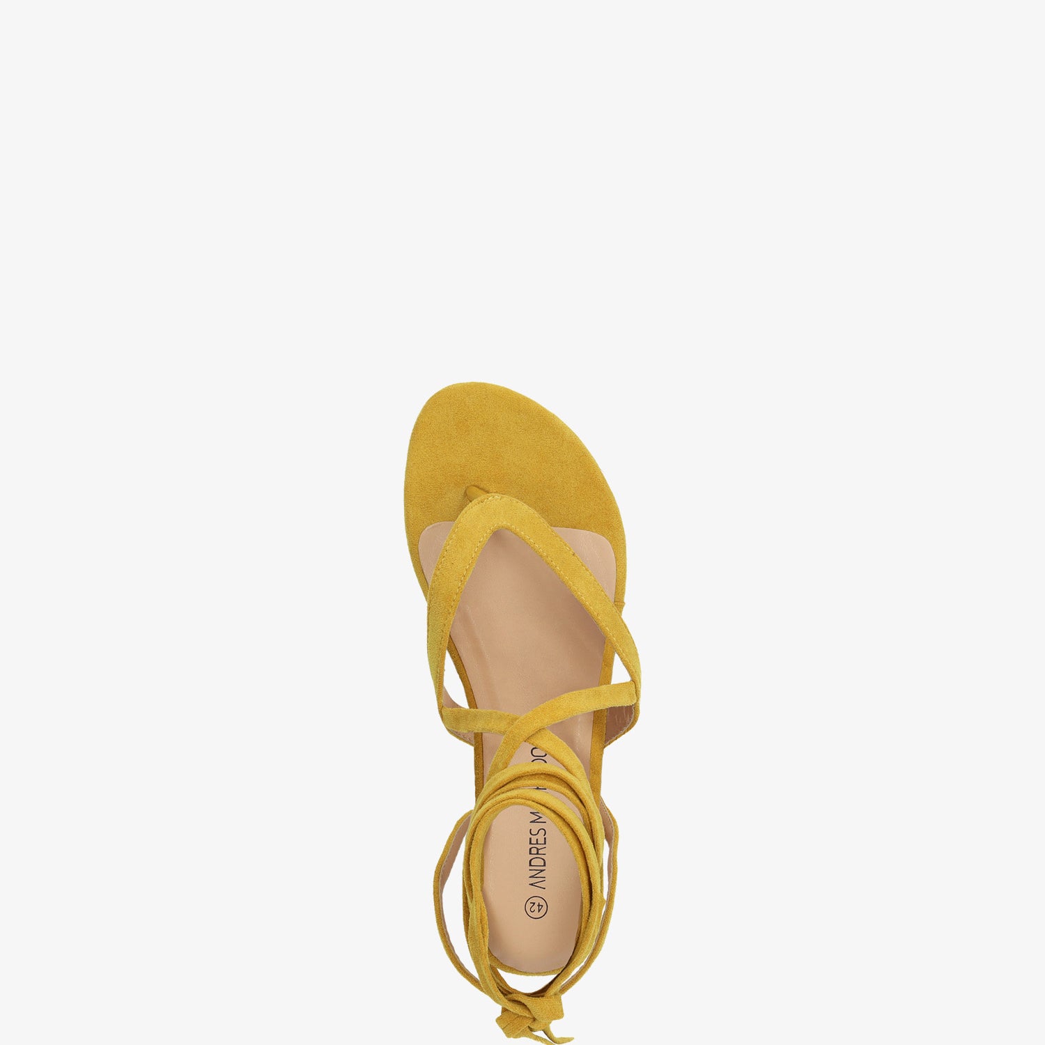 Mustard faux suede flat sandals - Main Image