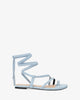 Light blue faux suede flat sandals