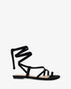 Black faux suede flat sandals
