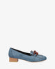 Blue embossed faux leather shoes