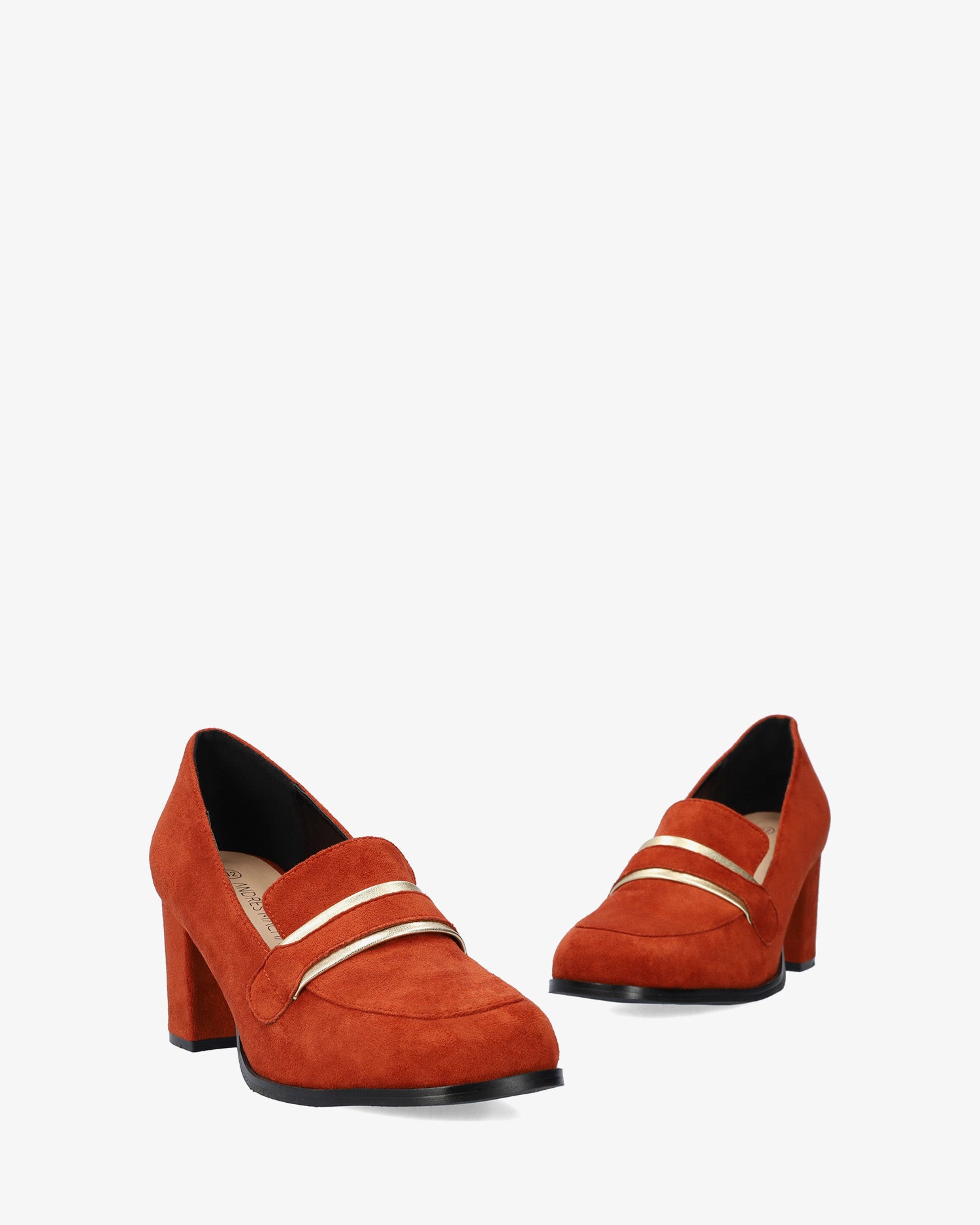 Mocasín con tacón en símil ante teja