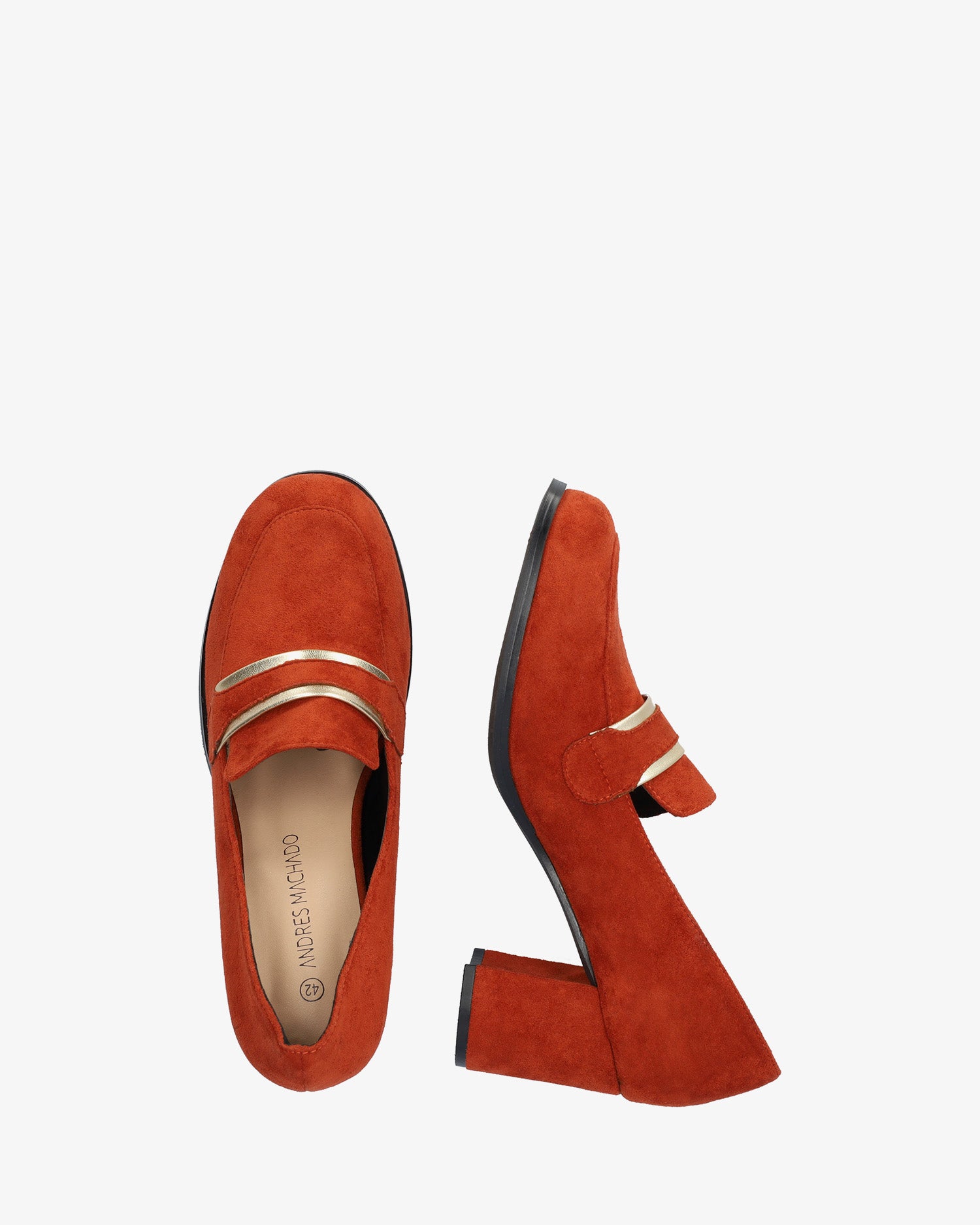 Mocasín con tacón en símil ante teja