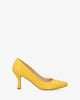 Heeled shoes in yellow faux leather