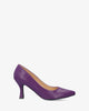 Heeled shoes in purple faux leather