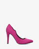Fine tip stilettos in fuxia faux suede.