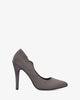 Fine tip stilettos in grey faux suede.