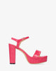 High heeled croc soft fuxia sandal