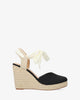 Black fabric espadrille with jute wedge