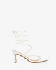 White soft sandal with kitten heel
