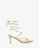 Golden soft sandal with kitten heel