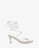 Silver soft sandal with kitten heel
