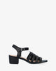 Squared heel sandal in black soft material