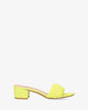 Squared heel mule in soft neon yellow material