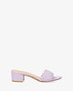 Squared heel mule in soft purple material