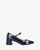 Patent navy faux leather heeled may jane