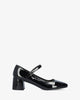 Patent black faux leather heeled may jane