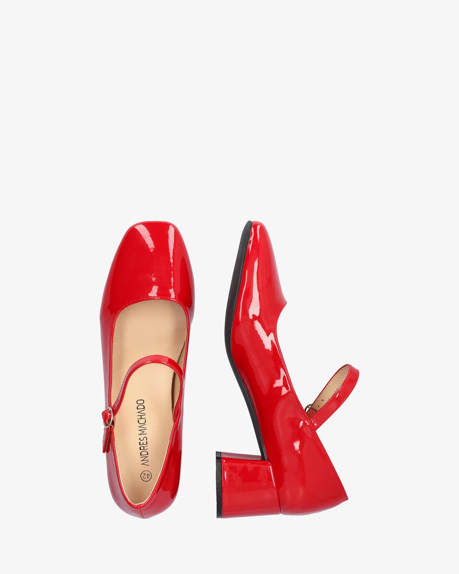 Mary jane con tacón en charol rojo