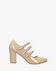 Heeled mary jane in beige patent soft leather