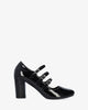 Heeled mary jane in black patent soft leather