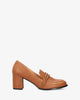 Mocasín con tacón en soft camel