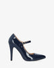 Navy soft patent heeled mary jane