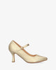 Mary jane with kitten heel in soft gold colour