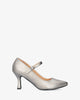 Mary jane with kitten heel in old soft silver colour