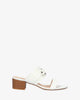 Square-heeled white colour mule