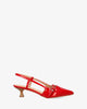 Buty w charol czerwone z obcasem kitten heel