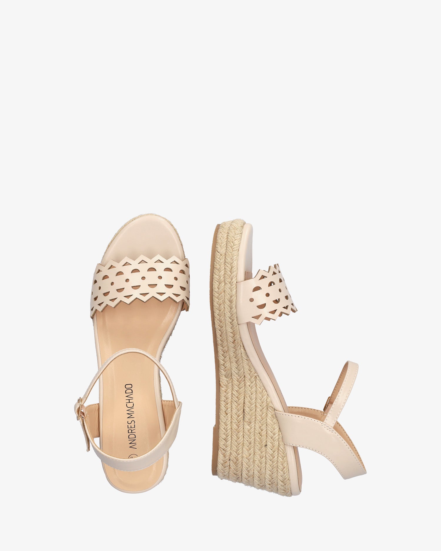 Sandalia en soft maquillaje con cuña en yute