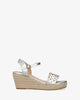 Soft silver coloured sandals with jute wedge