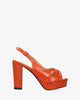 Sandales en simili cuir orange à talon large