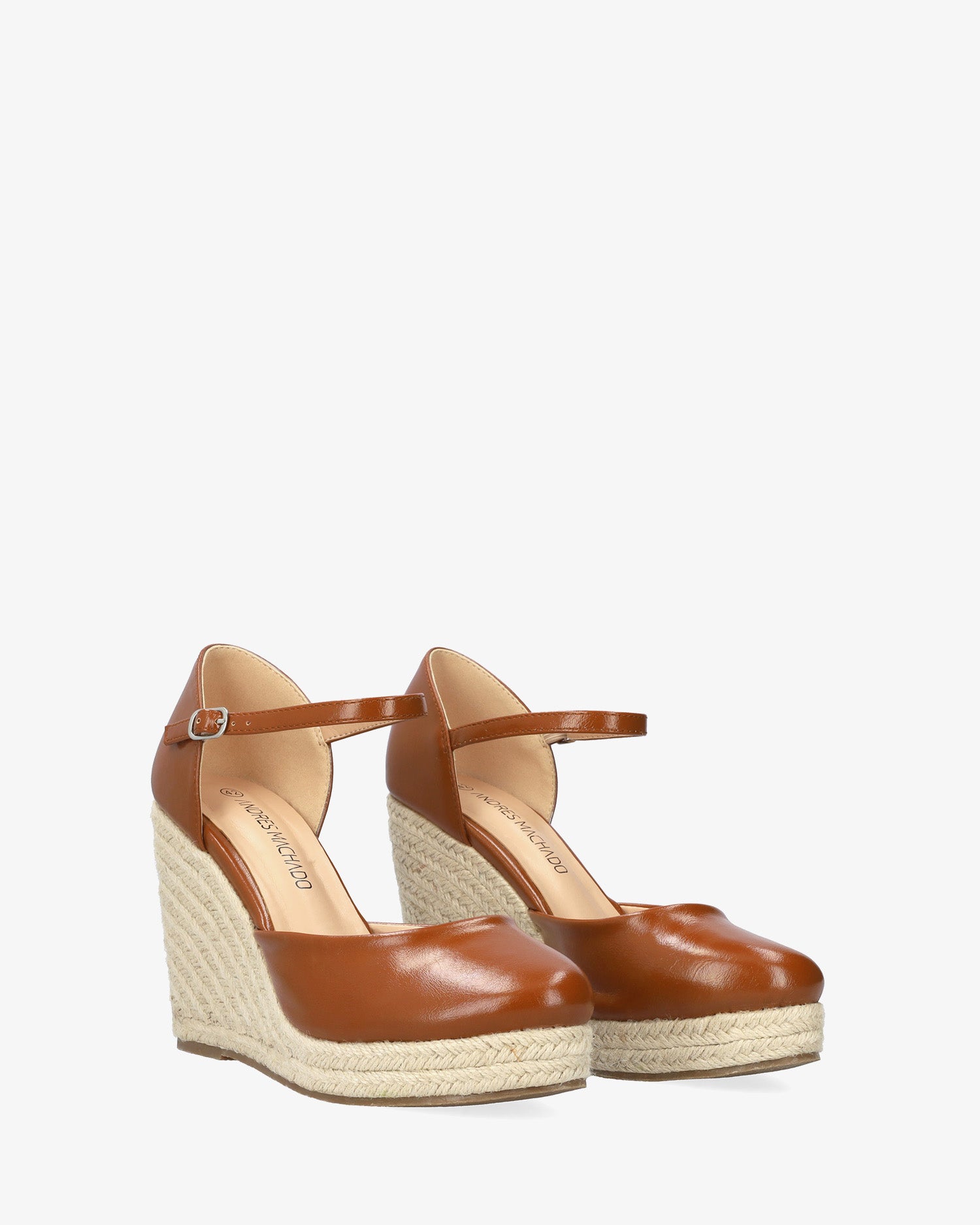 Sandalo in soft marrone con zeppa in iuta