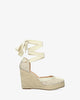 Beige fabric espadrilles with jute wedge