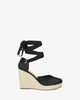 Black fabric espadrilles with jute wedge