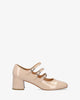 Heeled mary jane in beige patent
