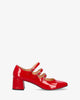 Heeled mary jane in red patent
