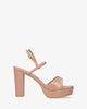 Sandale en vernis nude à talon large et haut