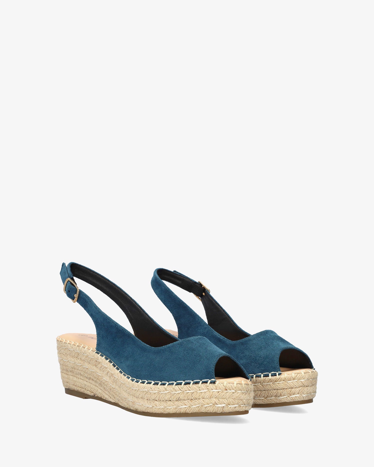 Alpargata de cuña en símil ante azul