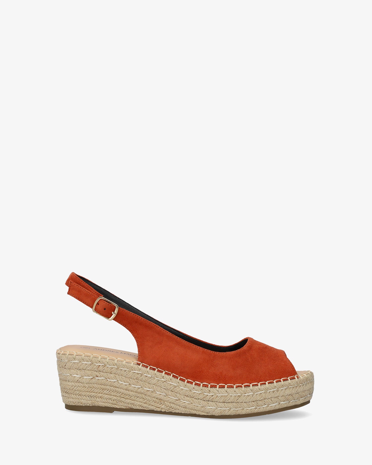 Espadrille compensée en suédine synthétique orange