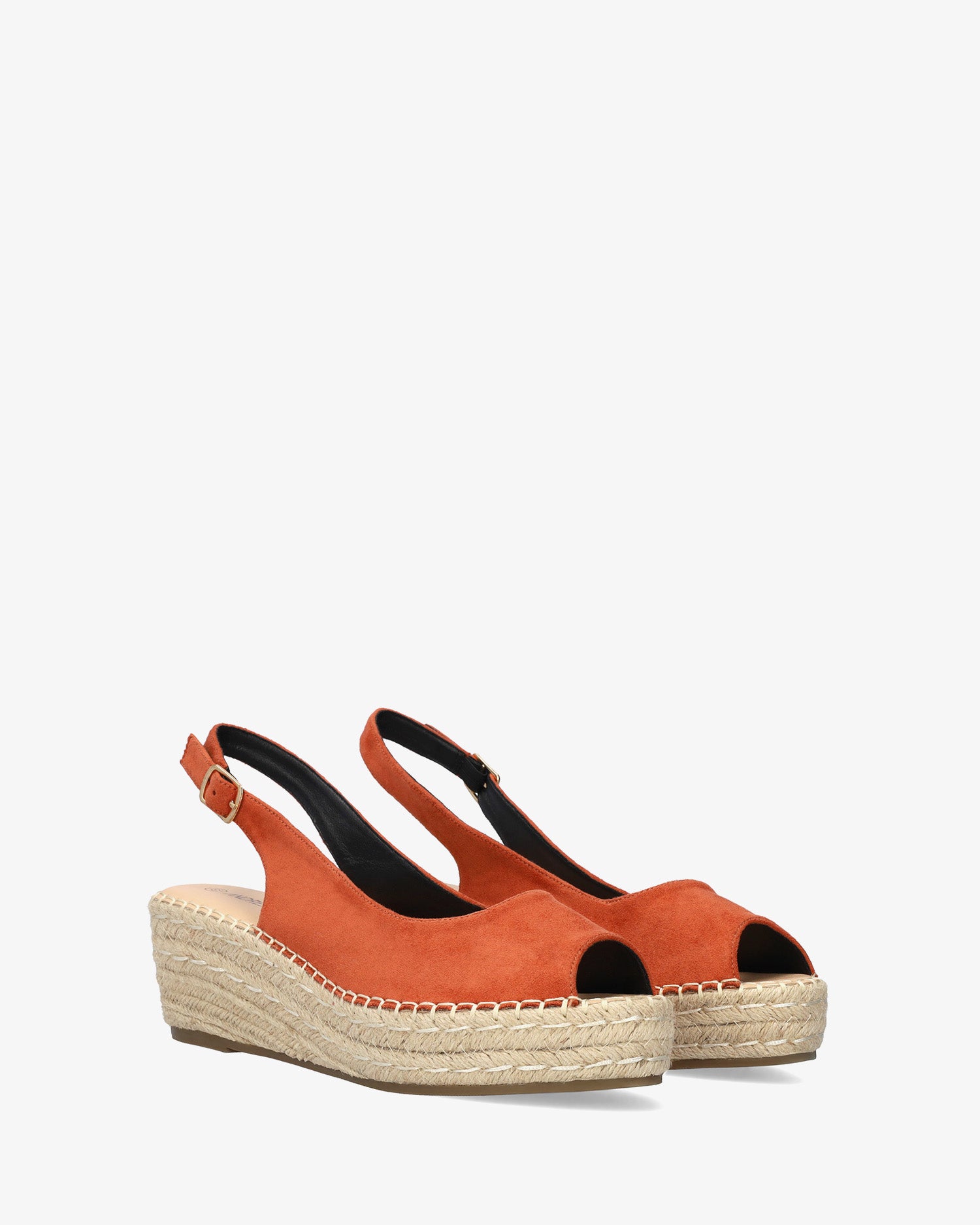 Espadrille compensée en suédine synthétique orange