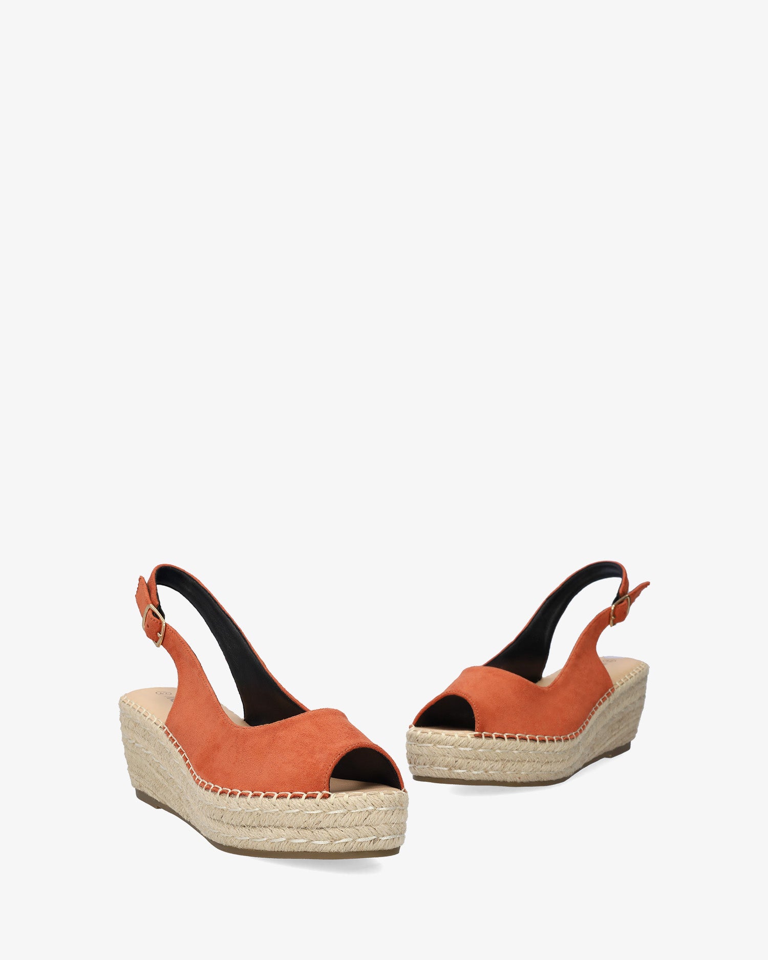 Espadrille compensée en suédine synthétique orange
