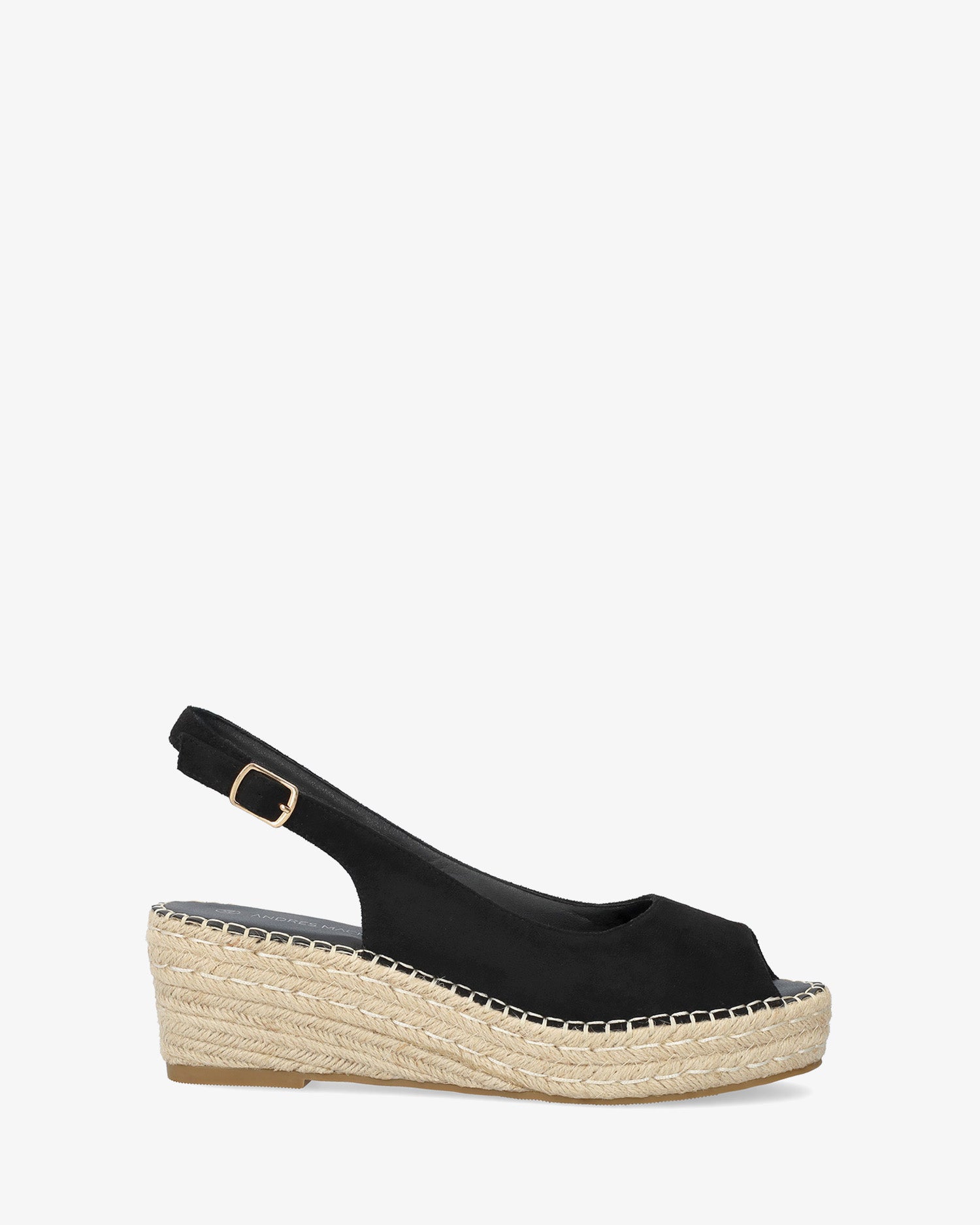 Espadrille compensée en suédine synthétique noir