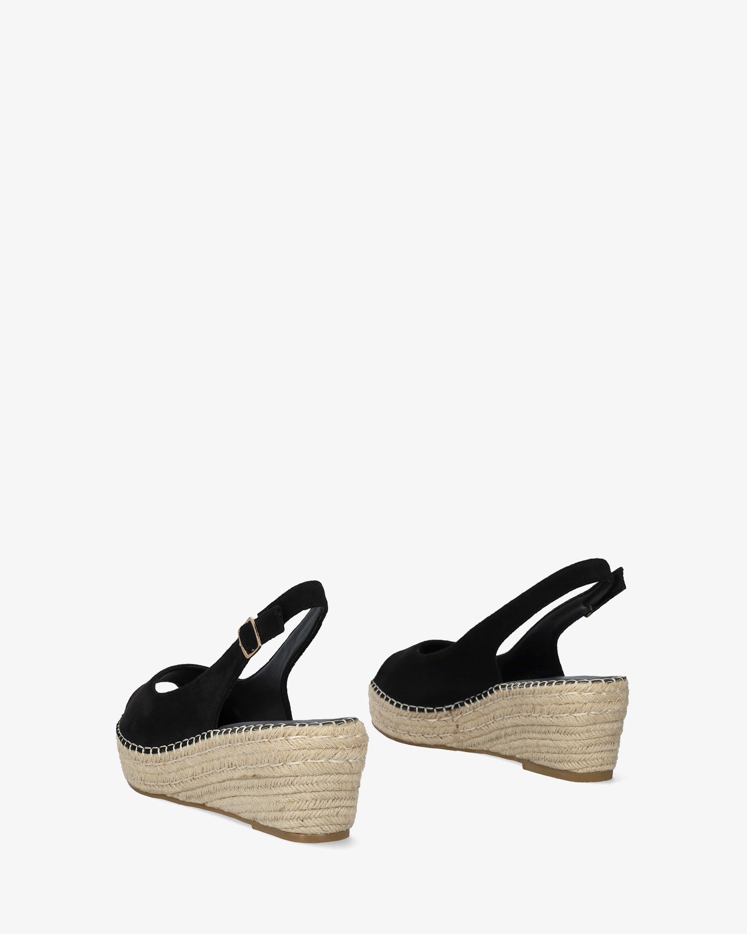 Espadrille compensée en suédine synthétique noir
