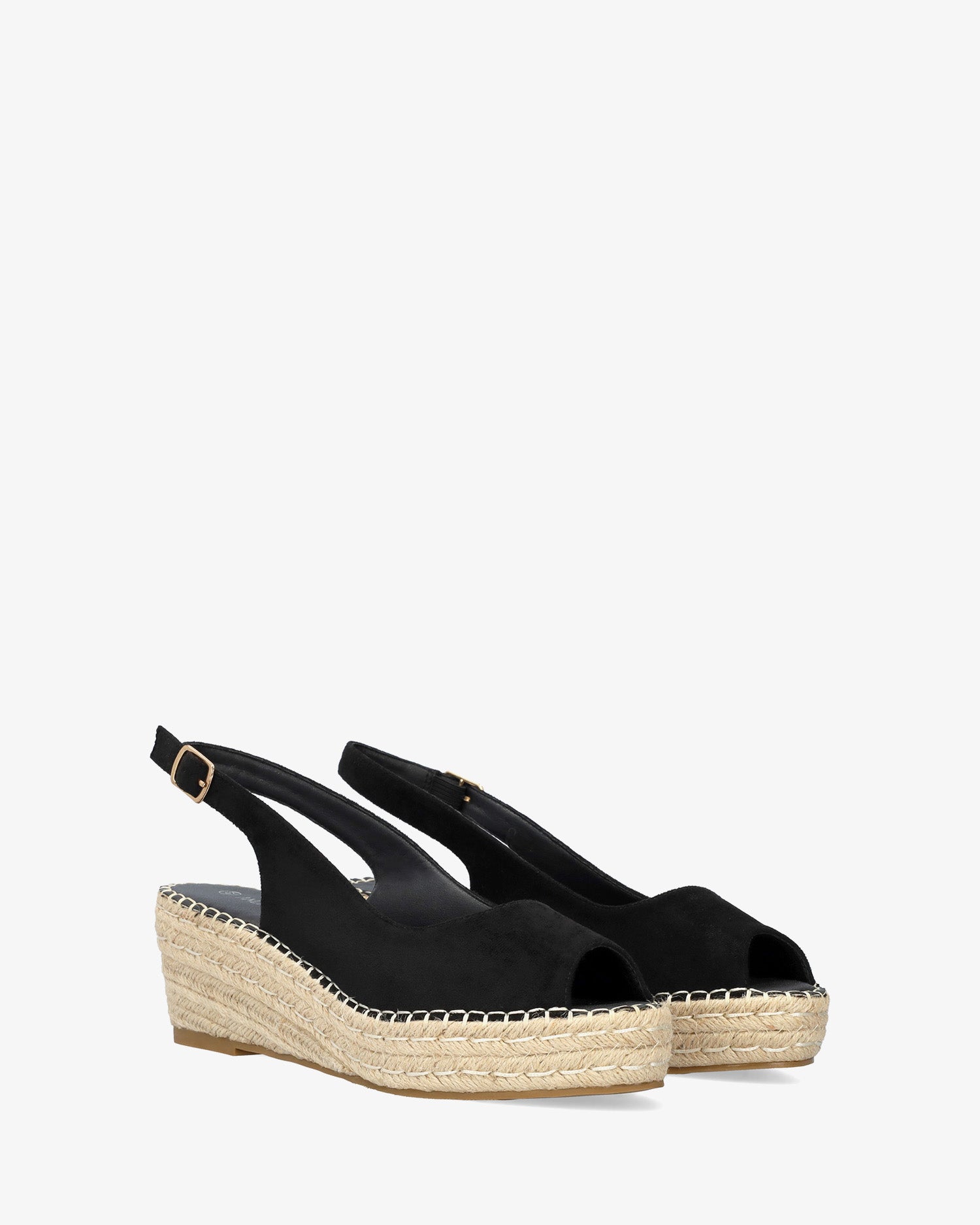 Espadrille compensée en suédine synthétique noir