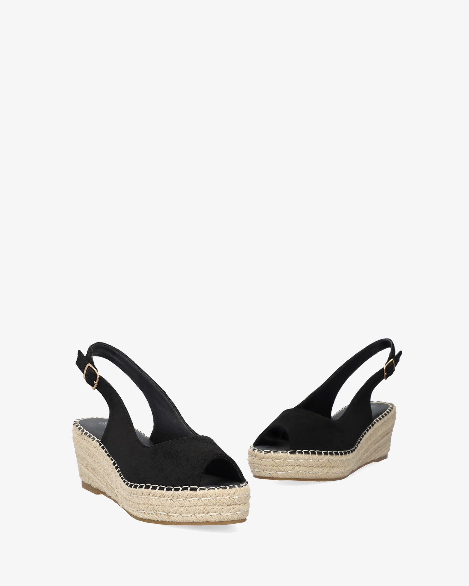 Espadrille compensée en suédine synthétique noir