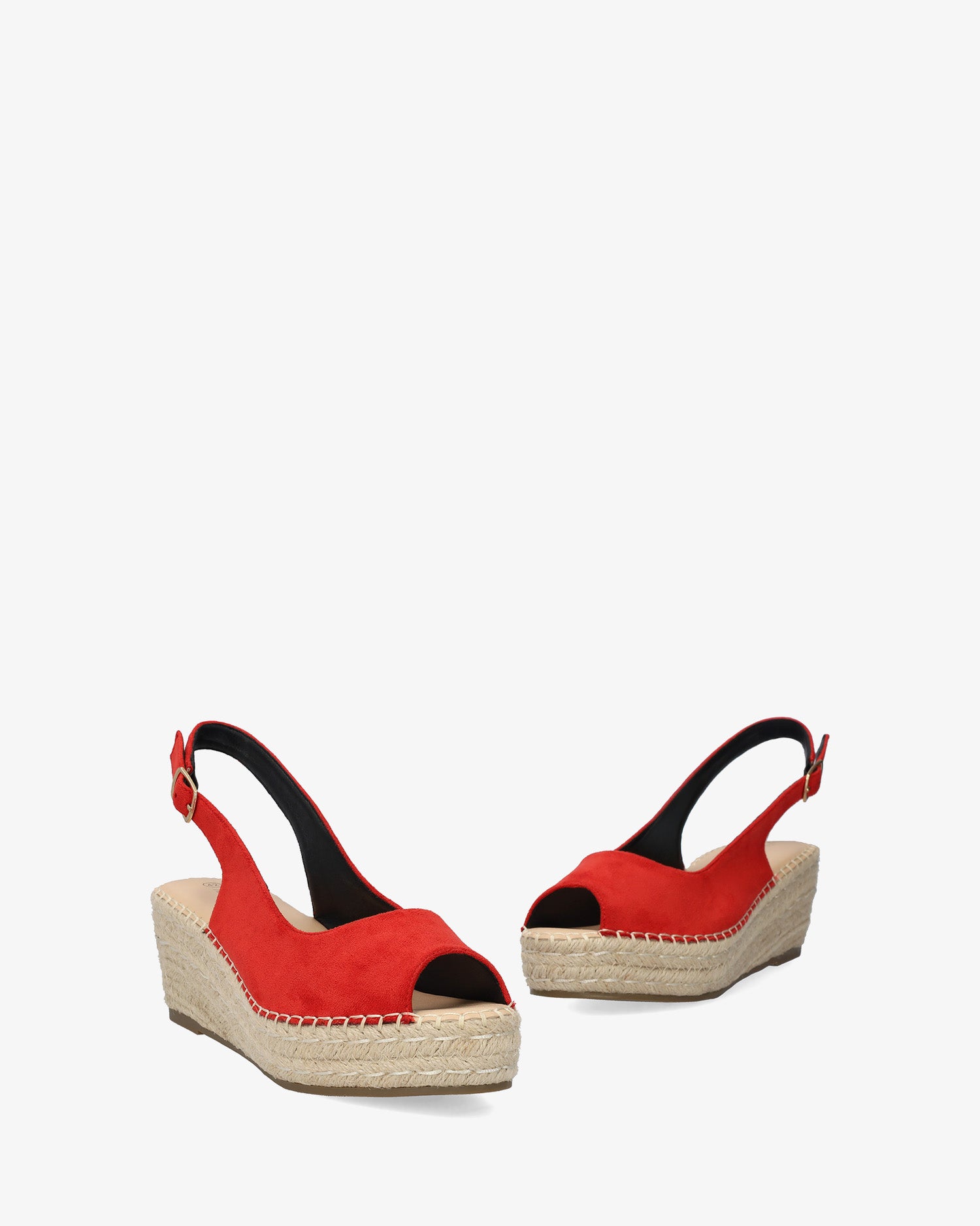 Alpargata de cuña en símil ante rojo