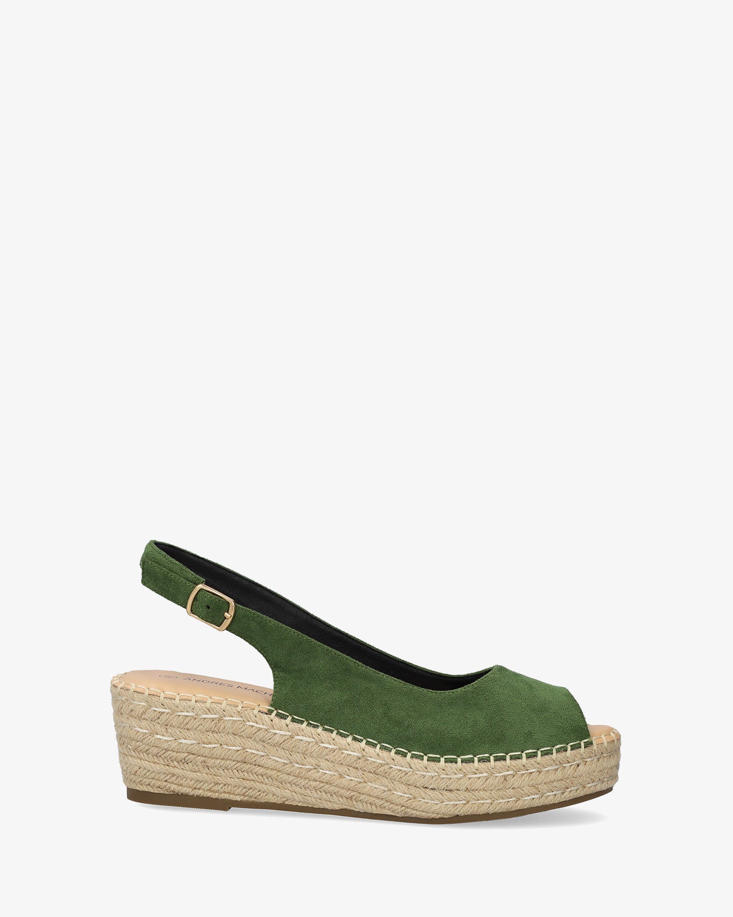 Alpargata de cuña en símil ante verde